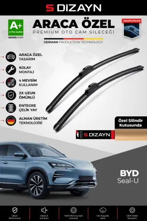 S-Dizayn Byd Seal U Ön Cam Silecek Seti 2024 Üzeri Premium Araca Özel 60-45 Cm  A+ Kalite