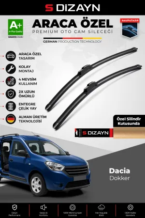 S-Dizayn Dacia Dokker Ön Cam Silecek Seti 2012-2015 Premium Araca Özel 55-40 Cm  A+ Kalite