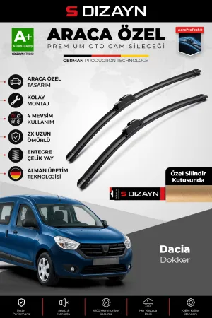 S-Dizayn Dacia Dokker Ön Cam Silecek Seti 2015-2018 Premium Araca Özel 55-40 Cm  A+ Kalite