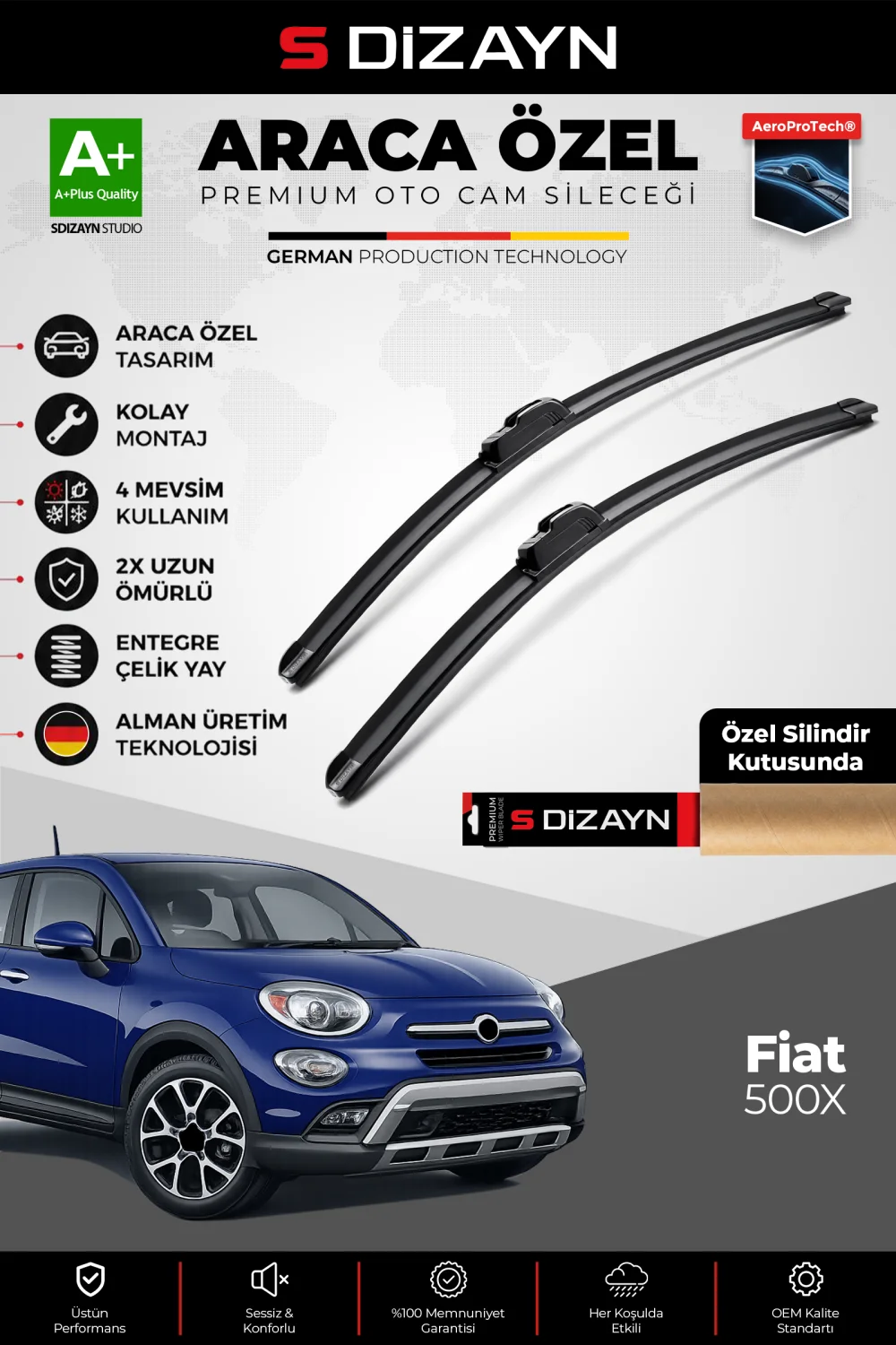 Fiat 500X Ön Cam Silecek Seti 2014 Üzeri Premium Araca Özel 65-38 Cm  A+ Kalite