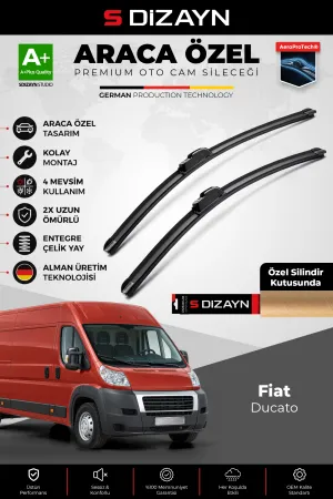 S-Dizayn Fiat Ducato Ön Cam Silecek Seti 2006 Üzeri Premium Araca Özel 65-55 Cm  A+ Kalite