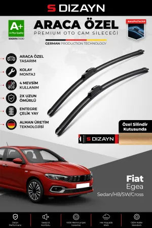 S-Dizayn Fiat Egea Ön Cam Silecek Seti 2015 Üzeri Premium Araca Özel 65-40 Cm  A+ Kalite