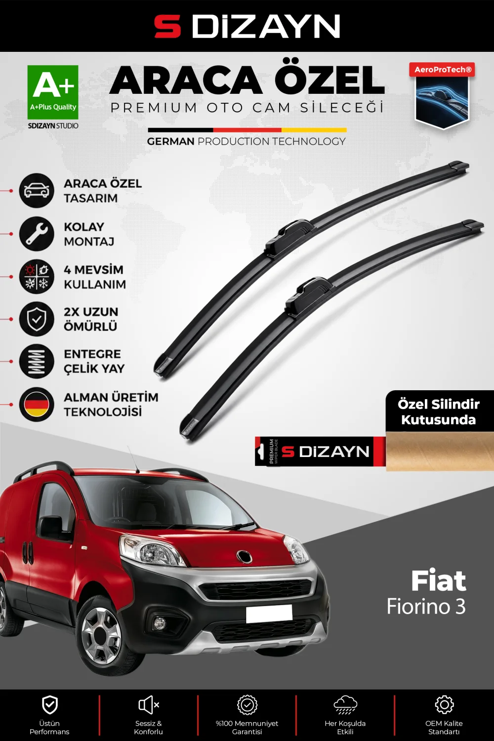 Fiat Fiorino Ön Cam Silecek Seti 2008 Üzeri Premium Araca Özel 65-48 Cm  A+ Kalite