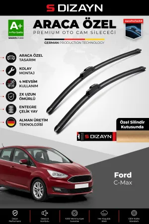 S-Dizayn Ford C-Max Ön Cam Silecek Seti 2010-2019 Premium Araca Özel 70-65 Cm  A+ Kalite