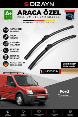 S-Dizayn Ford Connect Ön Cam Silecek Seti 2002-2013 Premium Araca Özel 55-50 Cm  A+ Kalite