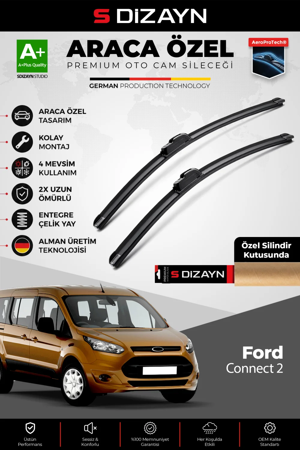 Connect 2 Ön Cam Silecek Seti 2014-2023 Premium Araca Özel 75-70 Cm  A+ Kalite