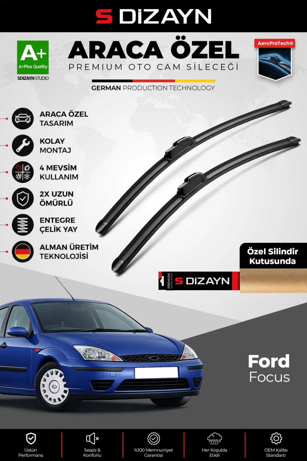 Focus 1 Ön Cam Silecek Seti 1998-2004 Premium Araca Özel 55-48 Cm  A+ Kalite