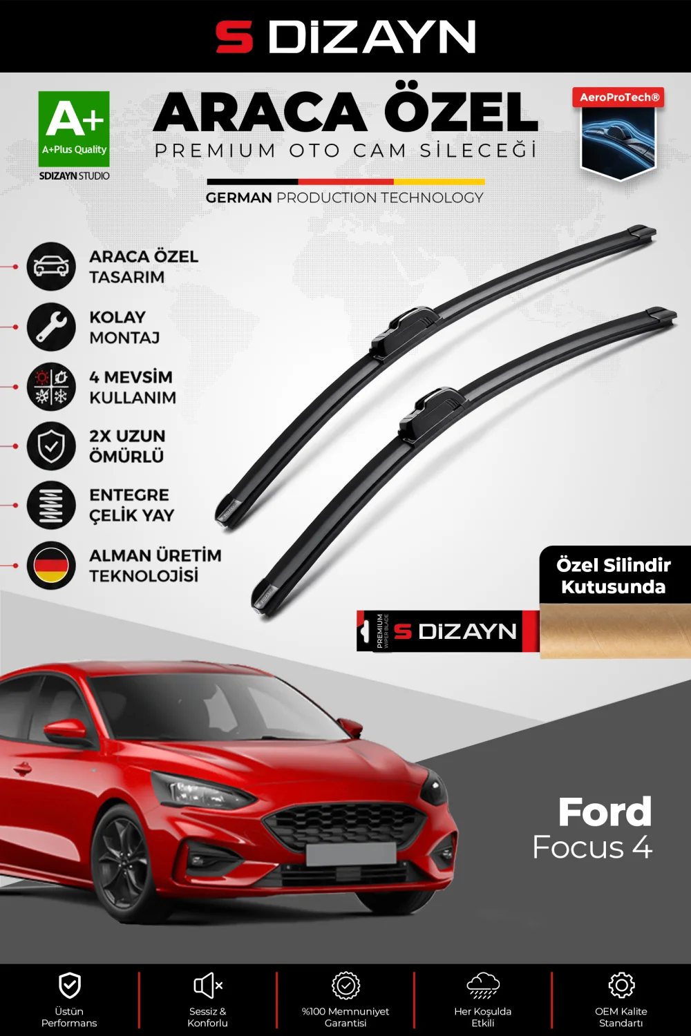 Focus 4 Ön Cam Silecek Seti 2019 Üzeri Premium Araca Özel 65-50 Cm  A+ Kalite