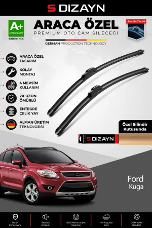 S-Dizayn Ford Kuga 1 Ön Cam Silecek Seti 2008-2012 Premium Araca Özel 60-40 Cm  A+ Kalite