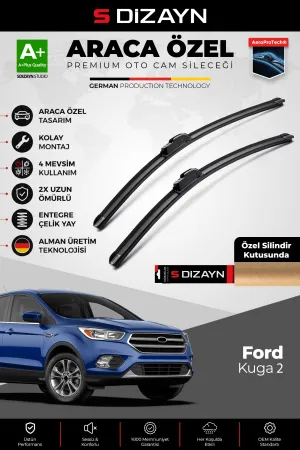 S-Dizayn Ford Kuga 2 Ön Cam Silecek Seti 2012-2019 Premium Araca Özel 70-70 Cm  A+ Kalite