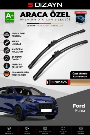 S-Dizayn Ford Puma Ön Cam Silecek Seti 2019 Üzeri Premium Araca Özel 70-35 Cm  A+ Kalite