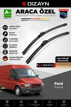 S-Dizayn Ford Transit Ön Cam Silecek Seti 2002-2009 Premium Araca Özel 70-60 Cm  A+ Kalite