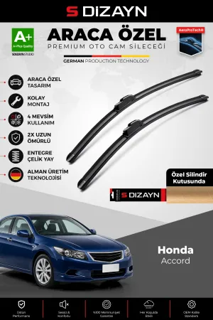 S-Dizayn Honda Accord Ön Cam Silecek Seti 2007-2015 Premium Araca Özel 60-55 Cm  A+ Kalite