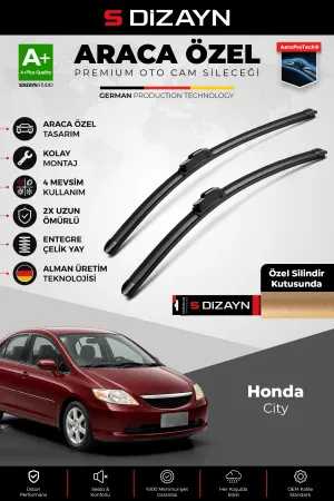 S-Dizayn Honda City Ön Cam Silecek Seti 2002-2013 Premium Araca Özel 60-35 Cm  A+ Kalite