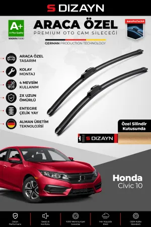 Honda Civic 10 Ön Cam Silecek Seti 2015-2021 Premium Araca Özel 65-45 Cm  A+ Kalite