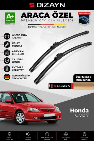 Honda Civic 7 Ön Cam Silecek Seti 2001-2006 Premium Araca Özel 60-38 Cm  A+ Kalite