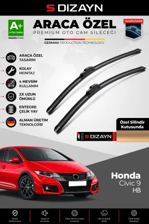 Honda Civic 9 Hatchback Ön Cam Silecek Seti 2012-2015 Premium Araca Özel 65-45 Cm  A+ Kalite