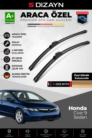 Honda Civic 9 Sedan Ön Cam Silecek Seti 2012-2015 Premium Araca Özel 65-55 Cm  A+ Kalite