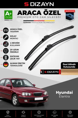 S-Dizayn Hyundai Elantra Ön Cam Silecek Seti 2000-2006 Premium Araca Özel 50-45 Cm  A+ Kalite