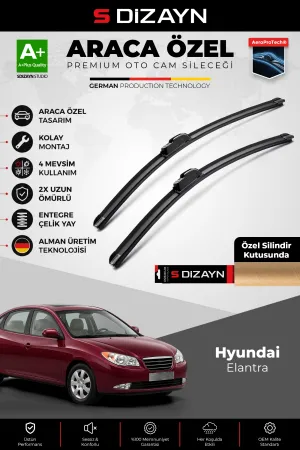 S-Dizayn Hyundai Elantra Ön Cam Silecek Seti 2006-2010 Premium Araca Özel 50-45 Cm  A+ Kalite