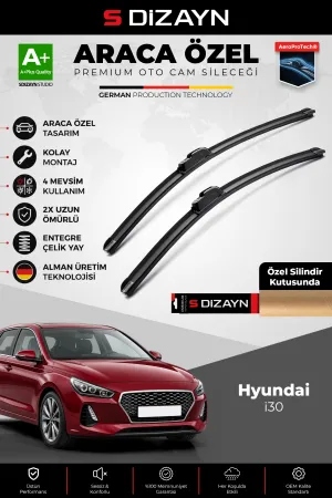 S-Dizayn Hyundai I30 Ön Cam Silecek Seti 2017 Üzeri Premium Araca Özel 65-40 Cm  A+ Kalite