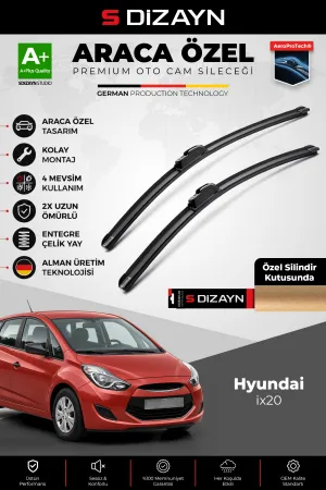 S-Dizayn Hyundai Ix20 Ön Cam Silecek Seti 2010-2019 Premium Araca Özel 65-35 Cm  A+ Kalite