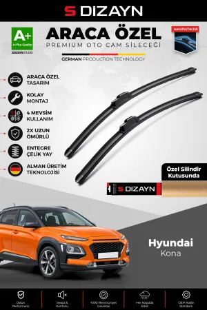 S-Dizayn Hyundai Kona Ön Cam Silecek Seti 2017-2023 Premium Araca Özel 65-40 Cm  A+ Kalite