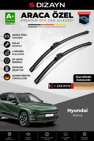 S-Dizayn Hyundai Kona Ön Cam Silecek Seti 2023 Üzeri Premium Araca Özel 65-40 Cm  A+ Kalite