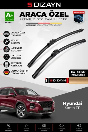 S-Dizayn Hyundai Santa Fe Ön Cam Silecek Seti 2018-2023 Premium Araca Özel 65-40 Cm  A+ Kalite