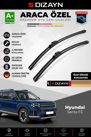 S-Dizayn Hyundai Santa Fe Ön Cam Silecek Seti 2023 Üzeri Premium Araca Özel 65-45 Cm  A+ Kalite