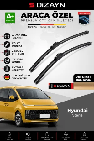 S-Dizayn Hyundai Staria Ön Cam Silecek Seti 2021 Üzeri Premium Araca Özel 65-45 Cm  A+ Kalite