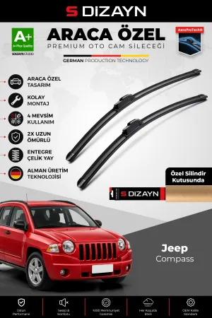 S-Dizayn Jeep Compass Ön Cam Silecek Seti 2006-2017 Premium Araca Özel 60-45 Cm  A+ Kalite