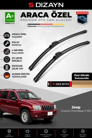 S-Dizayn Jeep Grand Cherokee 2 WJ Ön Cam Silecek Seti 1999-2005 Premium Araca Özel 53-53 Cm  A+ Kalite