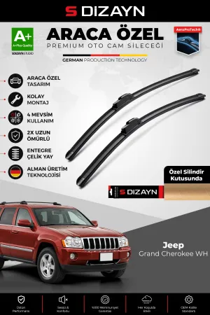 S-Dizayn Jeep Grand Cherokee Wh Ön Cam Silecek Seti 2005-2010 Premium Araca Özel 55-53 Cm  A+ Kalite