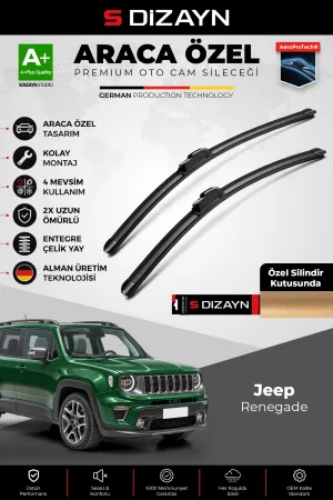 S-Dizayn Jeep Renegade Ön Cam Silecek Seti 2014 Üzeir Premium Araca Özel 55-50 Cm  A+ Kalite