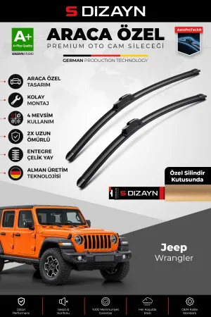 S-Dizayn Jeep Wrangler Ön Cam Silecek Seti 2017 Üzeri Premium Araca Özel 40-40 Cm  A+ Kalite