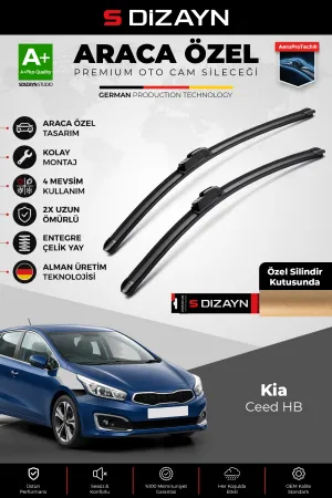 S-Dizayn Kia Ceed Hb Ön Cam Silecek Seti 2012-2018 Premium Araca Özel 65-35 Cm  A+ Kalite