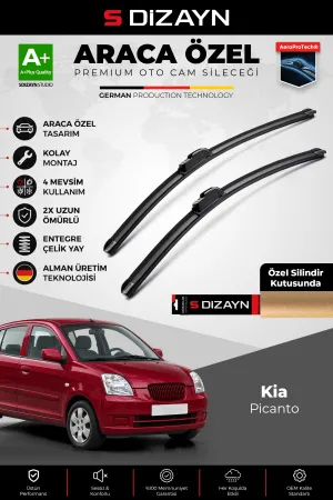 S-Dizayn Kia Picanto Ön Cam Silecek Seti 2004-2011 Premium Araca Özel 55-40 Cm  A+ Kalite