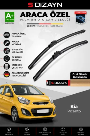 S-Dizayn Kia Picanto Ön Cam Silecek Seti 2011-2017 Premium Araca Özel 55-40 Cm  A+ Kalite