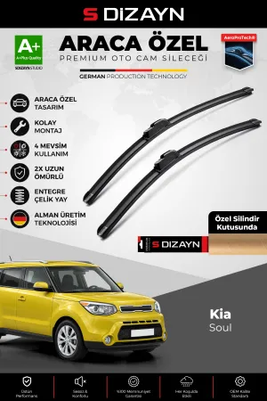S-Dizayn Kia Soul Ön Cam Silecek Seti 2014-2019 Premium Araca Özel 60-50 Cm  A+ Kalite
