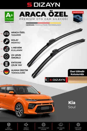S-Dizayn Kia Soul Ön Cam Silecek Seti 2019 Üzeri Premium Araca Özel 60-50 Cm  A+ Kalite