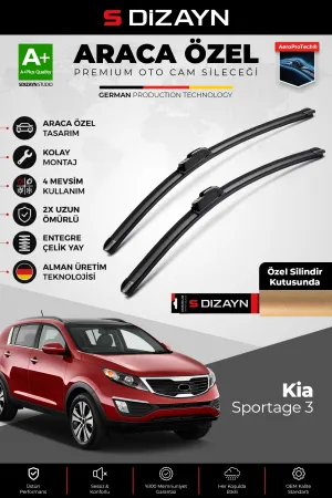 S-Dizayn Kia Sportage Ön Cam Silecek Seti 2010-2016 Premium Araca Özel 60-45 Cm  A+ Kalite