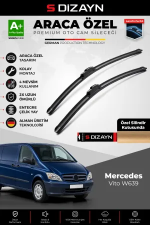 S-Dizayn Mercedes Vito W639 Ön Cam Silecek Seti 2003-2014 Premium Araca Özel 70-65 Cm  A+ Kalite