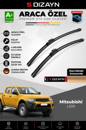 S-Dizayn Mitsubishi L200 Ön Cam Silecek Seti 2009-2015 Premium Araca Özel 55-45 Cm  A+ Kalite