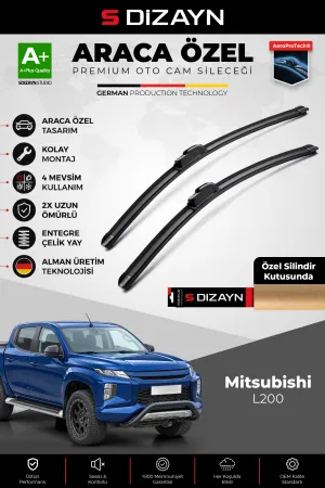 S-Dizayn Mitsubishi L200 Ön Cam Silecek Seti 2015 Üzeri Premium Araca Özel 55-45 Cm  A+ Kalite