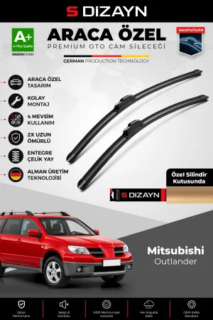 S-Dizayn Mitsubishi Outlander Ön Cam Silecek Seti 2003-2007 Premium Araca Özel 55-48 Cm  A+ Kalite