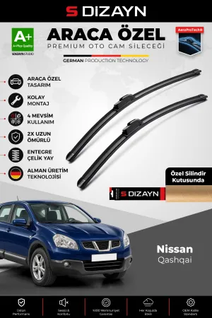 S-Dizayn Nissan Qashqai Ön Cam Silecek Seti 2006-2013 Premium Araca Özel 60-38 Cm  A+ Kalite