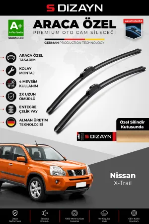 S-Dizayn Nissan X-Trail Ön Cam Silecek Seti 2007-2014 Premium Araca Özel 60-40 Cm  A+ Kalite