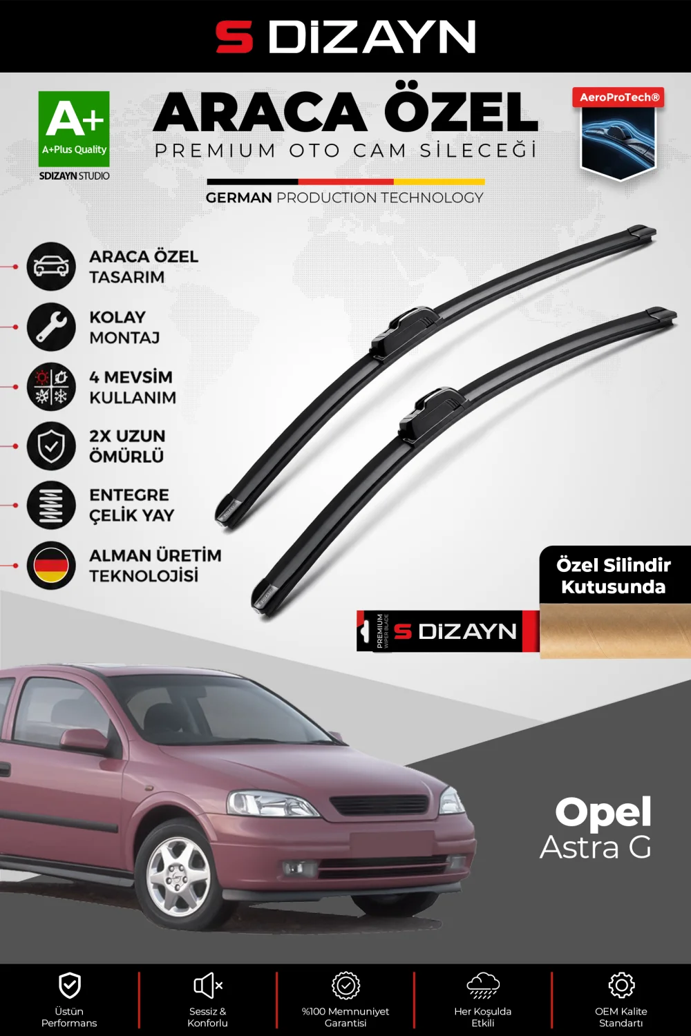 Opel Astra G Ön Cam Silecek Seti 1998-2004 Premium Araca Özel 50-48 Cm  A+ Kalite
