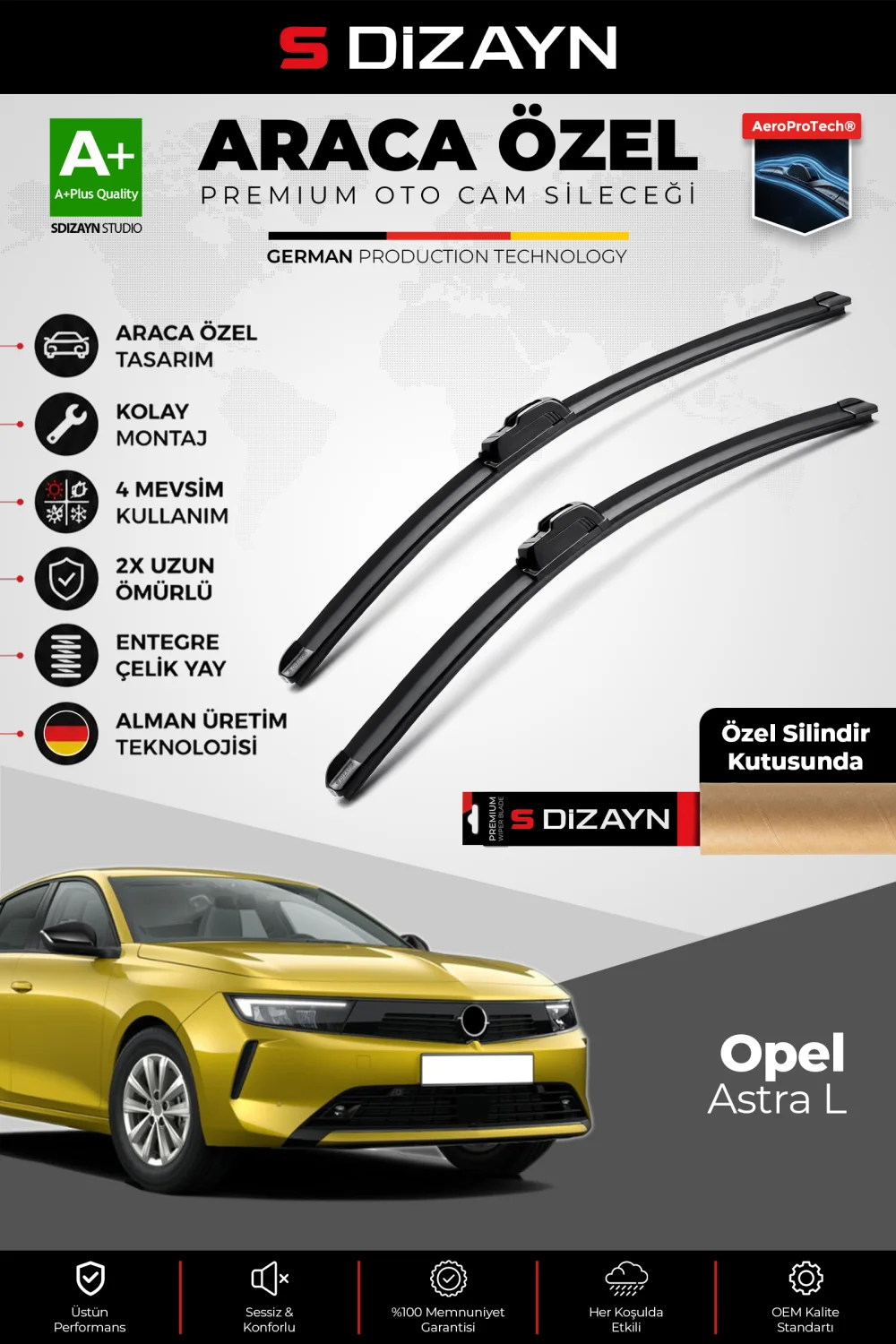 Opel Astra L Ön Cam Silecek Seti 2021 Üzeri Premium Araca Özel 60-40 Cm  A+ Kalite